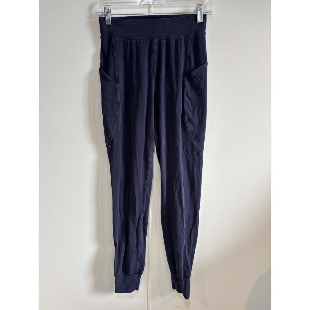 Lululemon‎ Jogger Pants Womens 4 Navy Blue Pima Cotton Lounge Yoga Gym Wear
